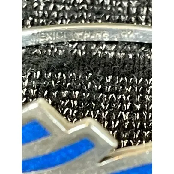 Taxco 925 Sterling Silver Lapis Inlay 7" Bracelet - Picture 5 of 13